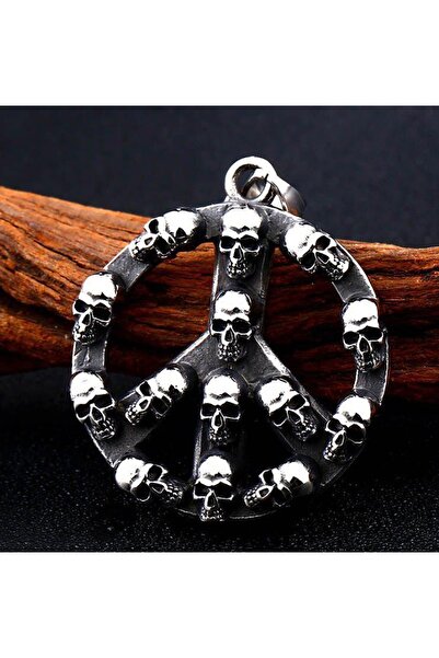 voyageaccessory Stainless Steel Design Skull Gothic Style Skull Peace Sign Me...