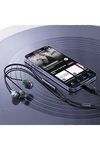 Acefast سماعات أذن سلكية بمنفذ USB-C مع ميكروفون L5، بطول كابل 1.2 متر - أسود