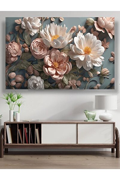 TRADE AYS ARTSELYUN DOĞAL GÖRÜNÜMLÜ ÇİÇEK YAPAY ZEKA TASARIMI MUHTEŞEM DUVAR DEKORU KANVAS TABLO