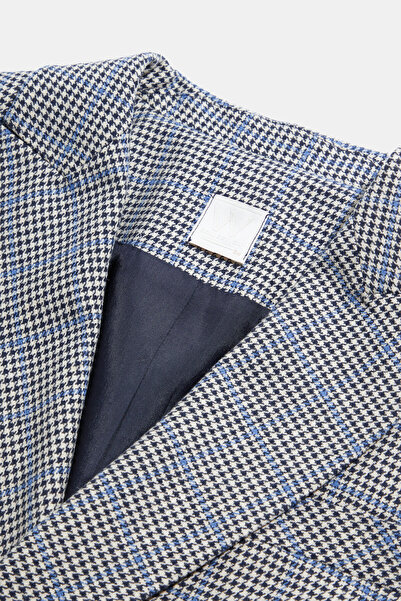 W Collection Blue Plaid Wool Blazer