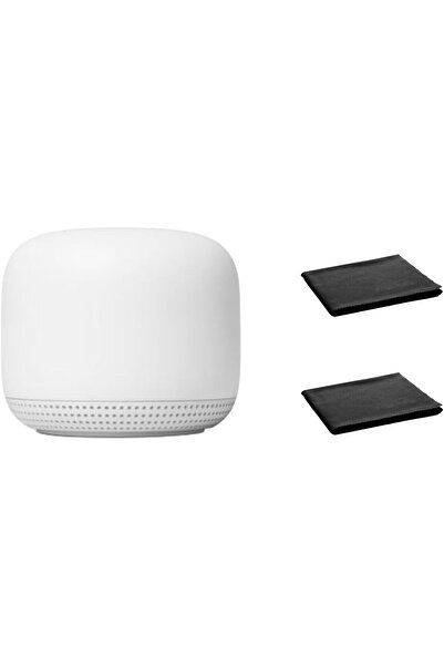 Google جهاز توجيه Nest WiFi Mesh (AC2200) بنقطتين، عبوة من 3 قطع، لون ثلجي