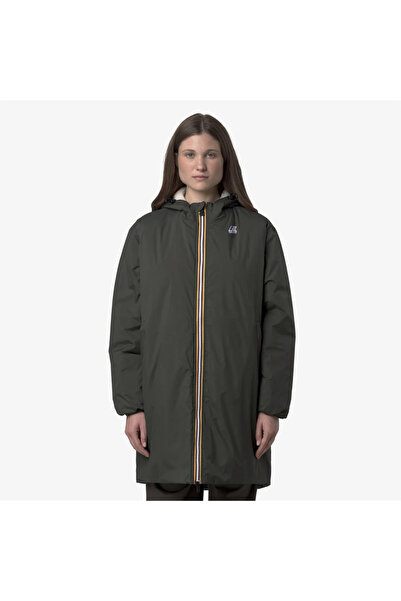 K-Way Green and black unisex long jacket Le Vrai 4.0 Eiffel East Orsetto