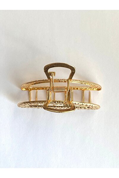 cityvision 7 cm Gold Metal Hair Clip – Elegant and Classic Patterned Barrette