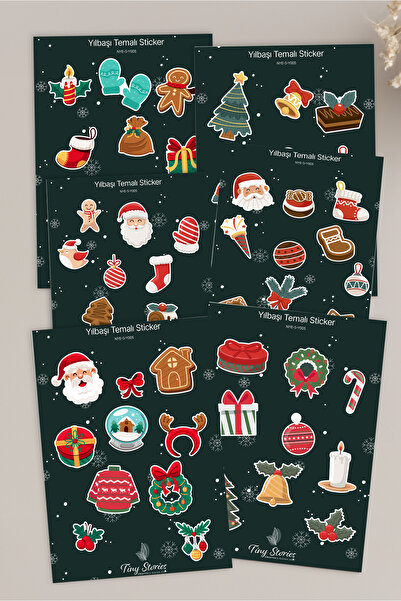 tinystoriestr Yılbaşı Temalı Sticker Seti - 6 Adet / Ajanda, Defter,Bullet Jo...