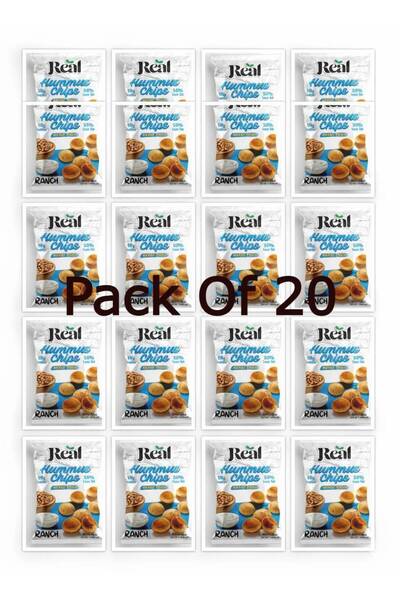 REAL رقائق بطاطس بنكهة الحمص والرانش - 10 غ بروتين، غير مقلية، وجبة خفيفة مقر...