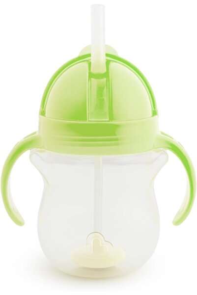 Munchkin - كوب مرن بغطاء قابل للقفل مع قشة للشرب، عبوة واحدة، 7 أونصة - أخضر