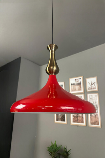 Bamyum Champion Kırmızı Eskitme Vezir Başlık Tekli Avize Sarkıt Salon Aydınla...