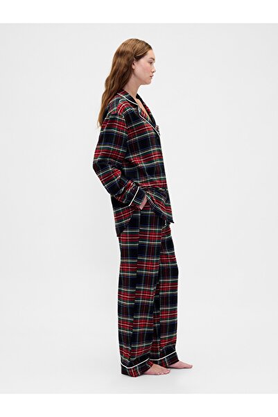 GAP Kadın Lacivert Softest Flannel Pijama Takımı