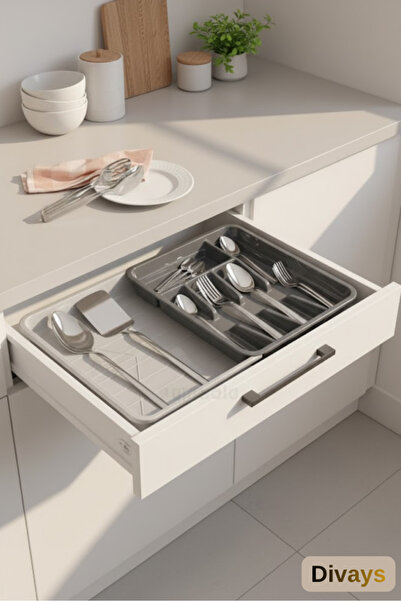 DİVAYS Uzayabilen Çekmece İçi Kaşıklık | Kayar Ayarlanabilir Çatal Kaşık Düze...