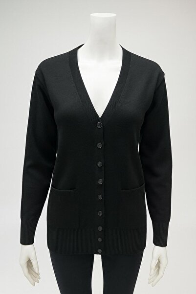 F&D Tekstil سترة نسائية محبوكة بأزرار سوداء