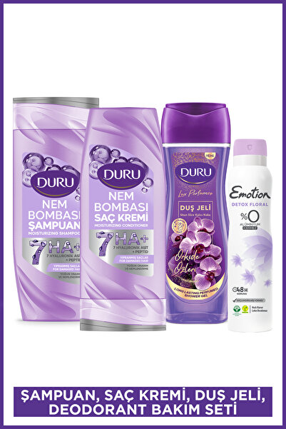 Duru Nem Bombası Yoğun Onarıcı&Nemlendirici Şampuan,Krem,Duş Jeli & Emotion Kadın Deodorant