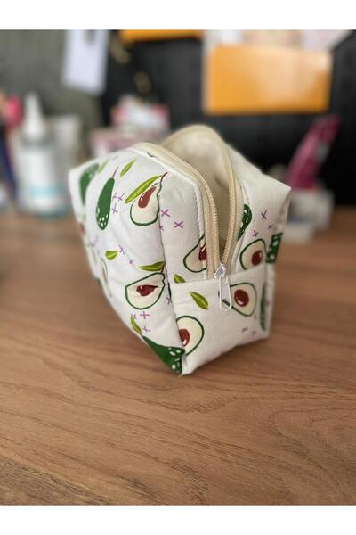 Fiorbag Avocado Patterned Makeup Bag Single Compartment Lined Handmade