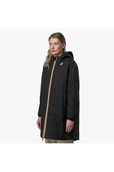 K-Way Black unisex long jacket Le Vrai 4.0 Eiffel East Orsetto