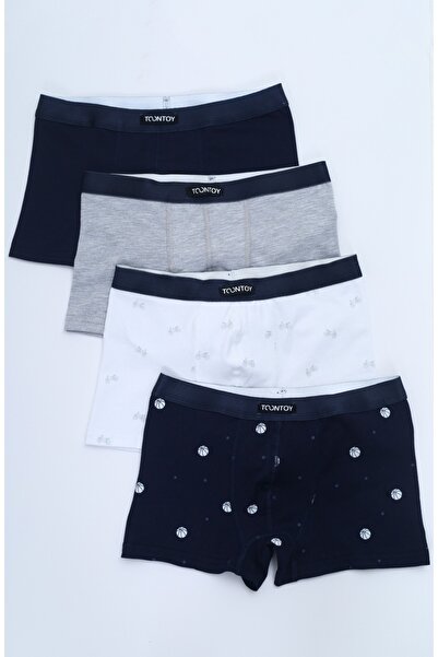 Toontoy Boy's Printed Plain Patterned 4-Pack Boxers