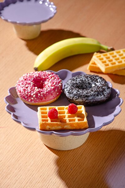 Le murano Fungo Footed Pastry Cake Presentation Plate 23 cm |   Purple