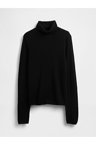 GAP Kadın Siyah Pointelle Turtleneck Kazak