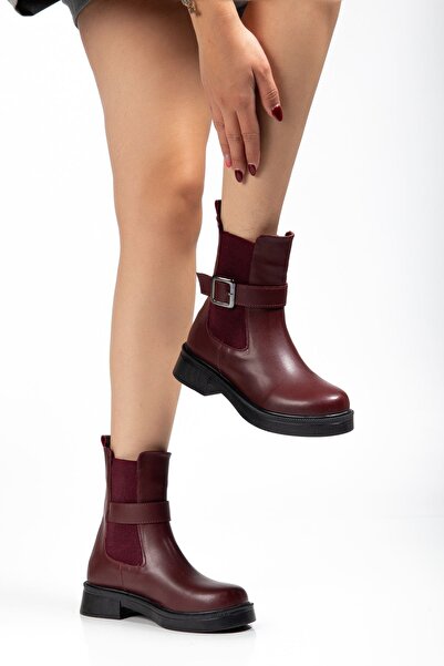 Budi 02-2004 Bordo Luna Elastic Daily Women's Boots with Buckle Accessories