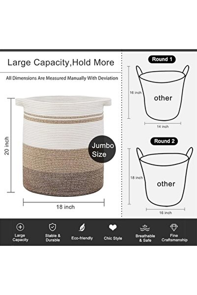 Generic 80L Laundry Baskets Laundry Hamper,Woven Storage Basket with Handles for Toys ,Clothes, Blankets,