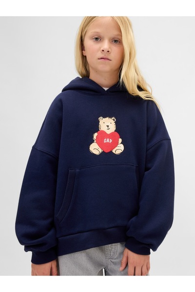 GAP Kız Çocuk Lacivert VintageSoft Arch Logo Sweatshirt