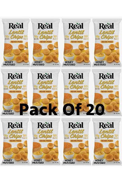 REAL رقائق العدس بالعسل والخردل - ١٠ غرام بروتين، ٥٠٪ دهون أقل، وجبة خفيفة مق...