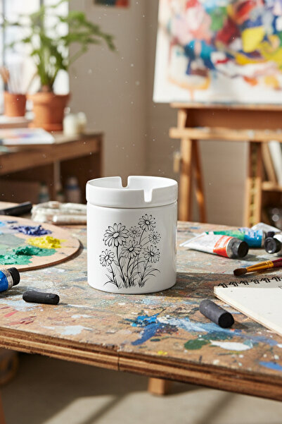 sartre art Μαύρα λουλούδια με στάμπα κεραμικό ταψί χωρίς άρωμα με καπάκι