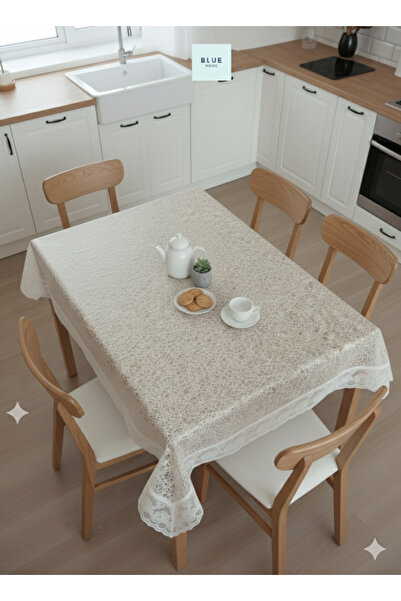 Blue Home 🆕 Lace Look Easy to Clean Non-Slip Liquid-Proof Hole-Free Pvc Tablecloth 120 cm X 150 cm