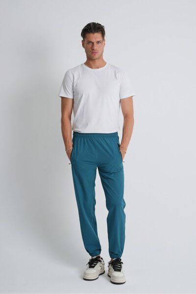 Shooter Sportswear Petrol Blue Tie-Dye Elasticated Cuffs Comfortable Fit Zippered Men's Sweatpants