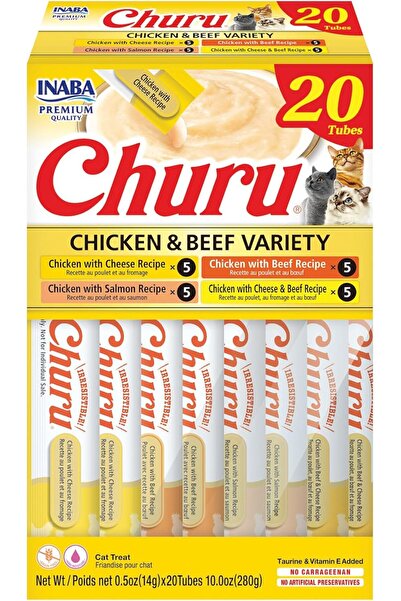 Inaba تشورو - مكافآت متنوعة بالدجاج ولحم البقر للقطط، 20 × 14 جم
