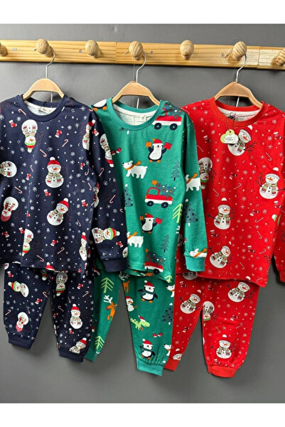 Butik Red Color 100% Cotton Unisex New Year Children's Pajama Set