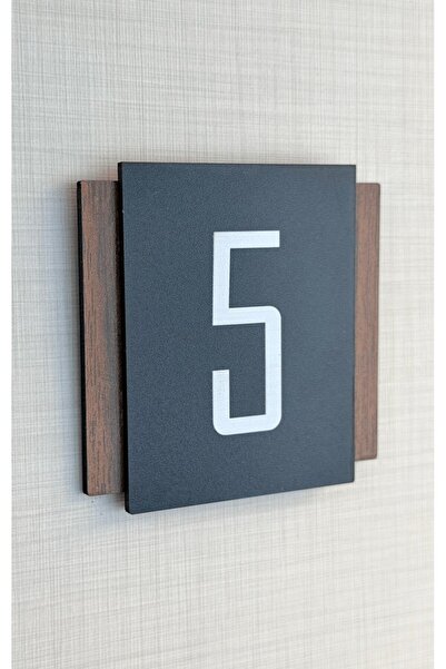 Yönline 2 Pieces Black Walnut Mdf 9X9 cm Door Number