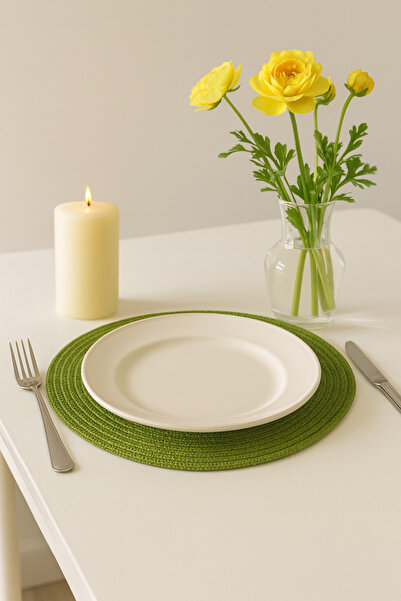 MaCGlorians Amerikan Servis Runner (6'Lı ) Sunum Supla Takımı Örgü Tabak Altı Yanmaz