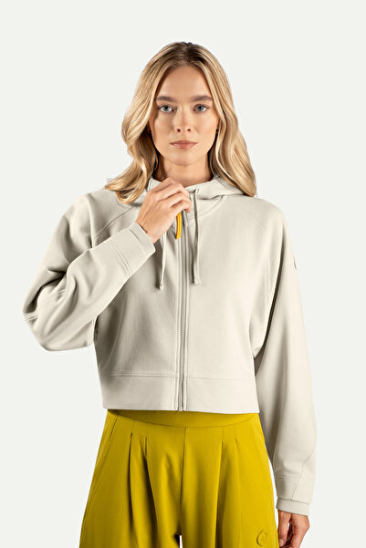 KAFT Women's Crop Zippered Hoodie - Pluren - Bone