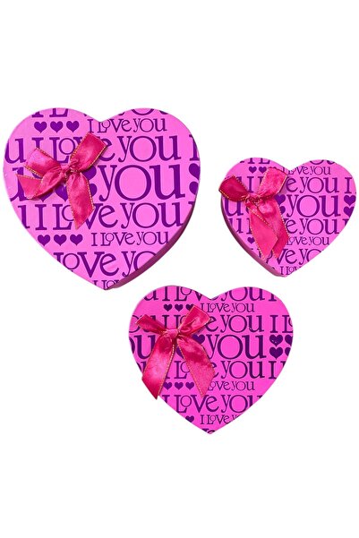 GÜZELYÜZ AVM Kalp Kutu Boş Hediye Kutusu 3'lü Set Küçük Orta Büyük Model 5