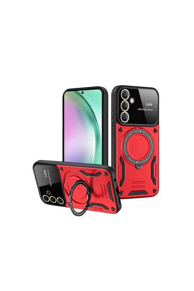 eco port Samsung Galaxy S24 Fe Case Joy Lens Stand Cover - Red