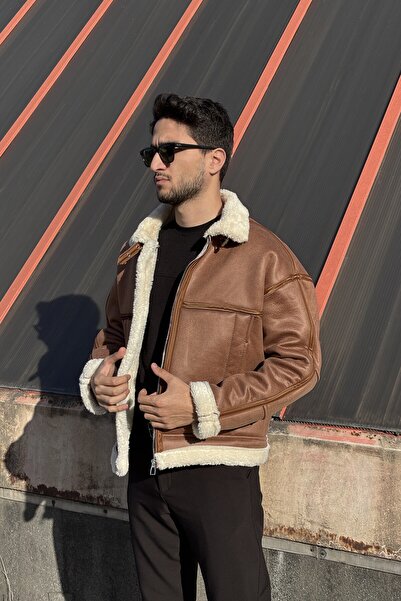 inpool Winter Coat 617 with Fur Details, Nappa Leather, Water and Cold Resistant, with Stitching Details