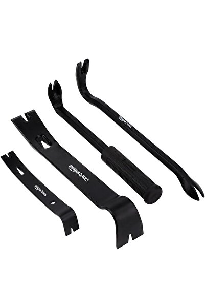 Amazon basics مجموعة من 4 قطع من أدوات رفع المسامير، باللون الأسود