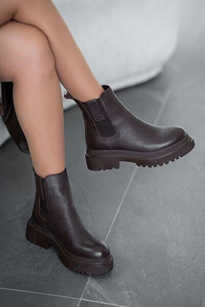 Parponi Senya Elastic Women's Genuine Leather Boots Brown