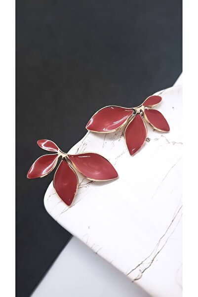 Serenity Red Enamel Four Leaf Steel Earrings