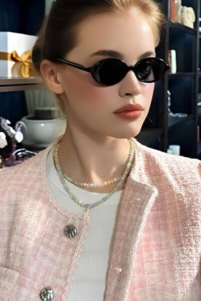 BirYıldızOl Miux Gradient Oval Women's Sunglasses with Gold Accessories