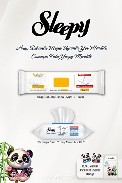 Sleepy 50'li Arap Sabun Mopa Uyumlu ve 100'lü Çamaşır Sulu Easy Clean ve ROSIE
