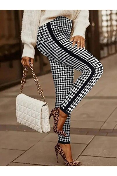 BALCI Women's High Waist Crow's Feet Patterned Side-Striped Diving Pants