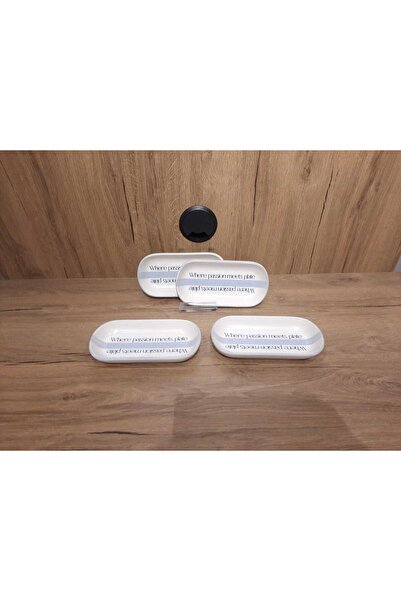 Keramika Boat Plate 4 Pieces 16X8 cm Patterned Matte