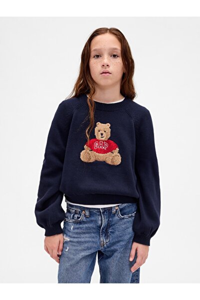 GAP Kız Çocuk Lacivert Brannan Bear Logo Sweatshirt