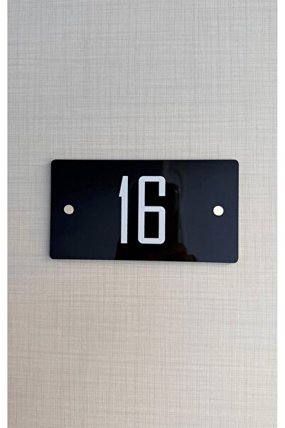 Yönline 2 Pieces Black Glossy Plexiglass with Gold Detail 13X7 cm Door Number Self-Adhesive