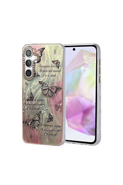 eco port غطاء حماية لهاتف سامسونج جالاكسي A35 5G - غطاء بليد ميرور منقوش - نم...