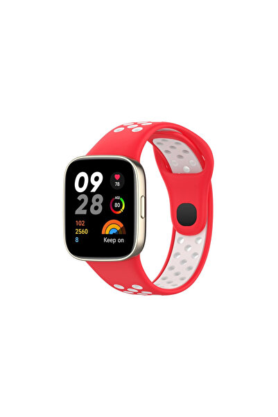 Marsilyan Redmi Watch 3 Sport Perforated Strap (Not a Watch) - Red-White