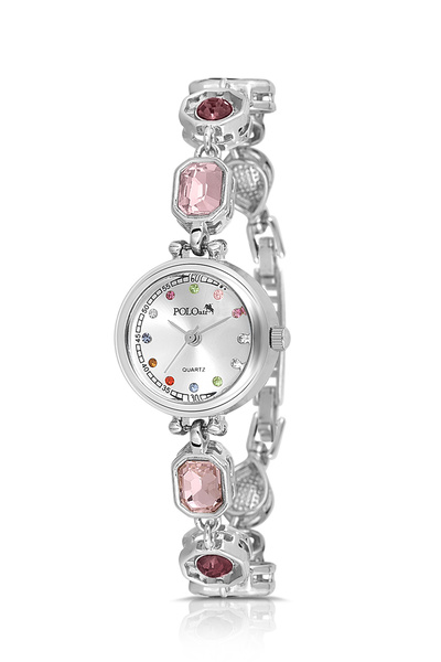 Polo Air Geometric Colorful Stone Women's Wristwatch Silver Color Pl-1577B2X
