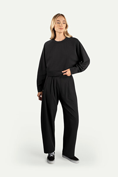 KAFT Women's Basic Regular Crop Sweatshirt - Ruvien - Tar