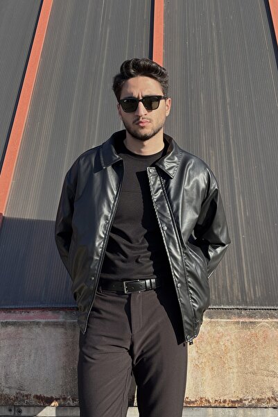 inpool ياقة قميص، قصة فضفاضة ، ثقافة ستار بوي، مزودة بزر وسحاب، جاكيت من الجل...