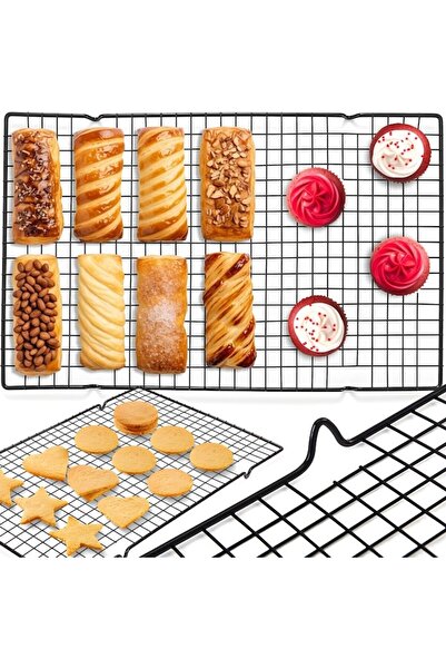 Retoo Cooling and Glazing Rack for Cakes, Retoo, Stainless Steel Non-stick, 25x40 cm, Black